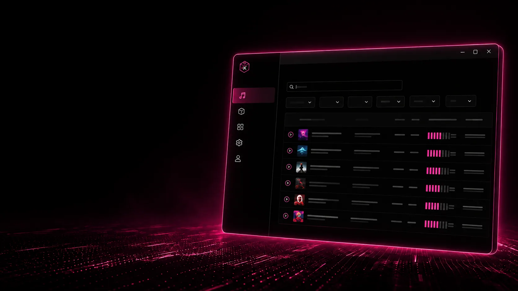 Krated Library showing tracks, BPM, key and energy